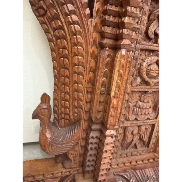 2 Peacock Ankhi Jhyal/Nepalese Antique Architectural Vintage Window/Wooden Frame - Picture 10 of 15